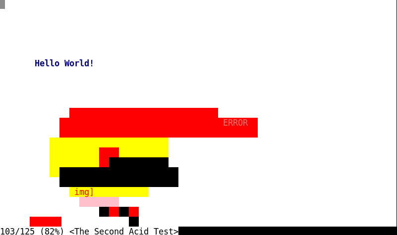 Acid2 test. The smiley face looks like a contorted mess, although the
circular shape is somewhat recognizable.